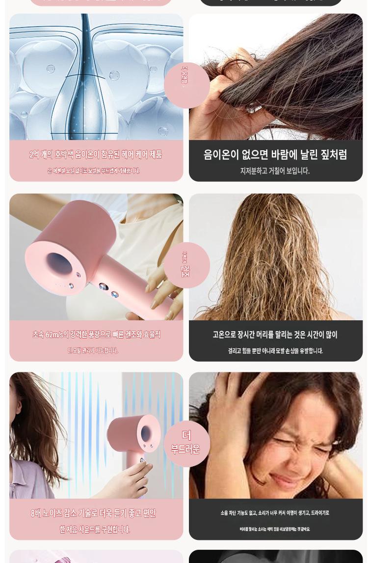 고속 헤어드라이어 온도조절 음이온 드라이어 가정용 대출력 손상 없는 헤어 드라이기