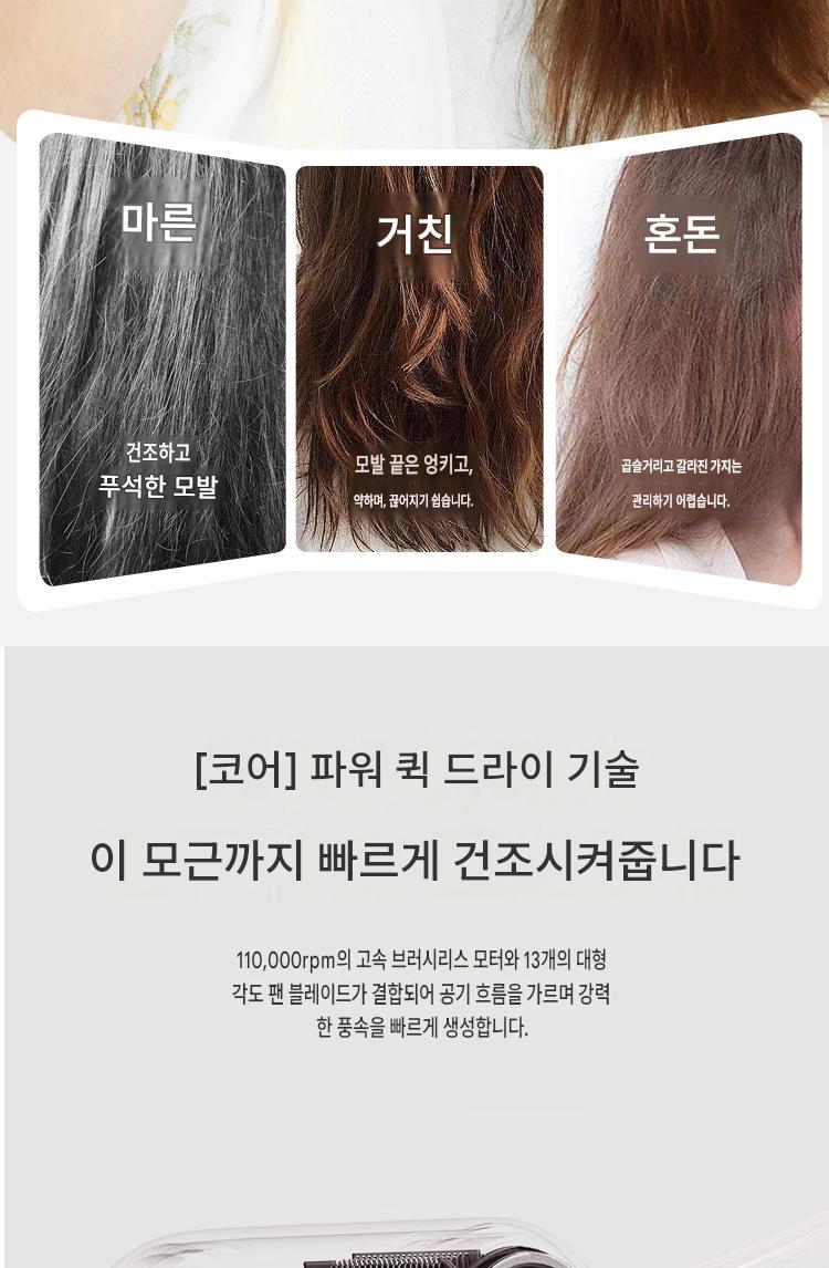 고속 헤어드라이어 온도조절 음이온 드라이어 가정용 대출력 손상 없는 헤어 드라이기